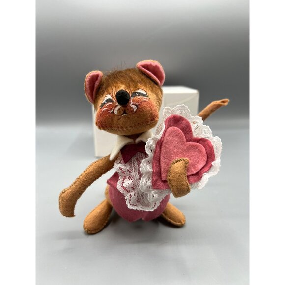 Annalee Vintage Valentines Day Mouse Doll 6" w/ Box Handcrafted Pink Lace Heart - Picture 4 of 14